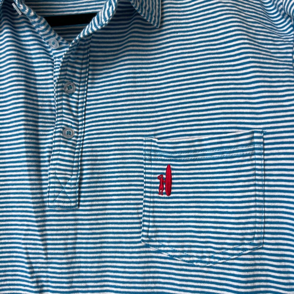 Johnnie-O Blue White Striped Polo Shirt Size L - Picture 3 of 6